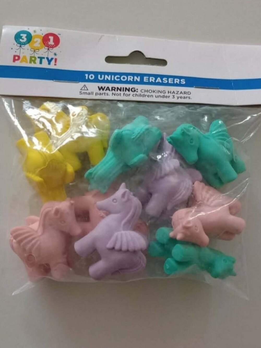 Unicorn Erasers, 10 Brand New, Sealed